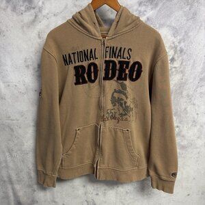 National Finals Rodeo Hoodie Sweatshirt Mens Medium Brown Full Zip